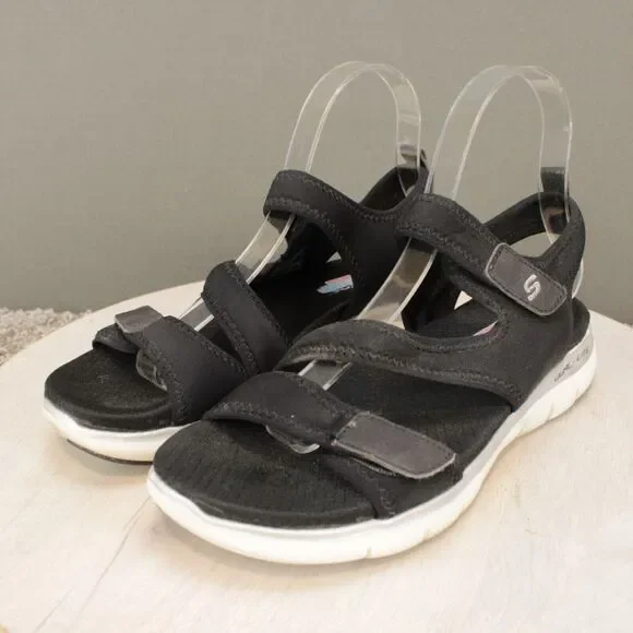 Skechers Sandals Womens 8 Black Arch Fit Adjustable Straps Comfort - Picture 4 of 9